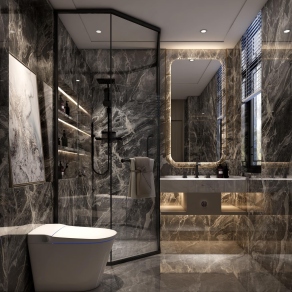 新中式酒店卫生间3D模型下载